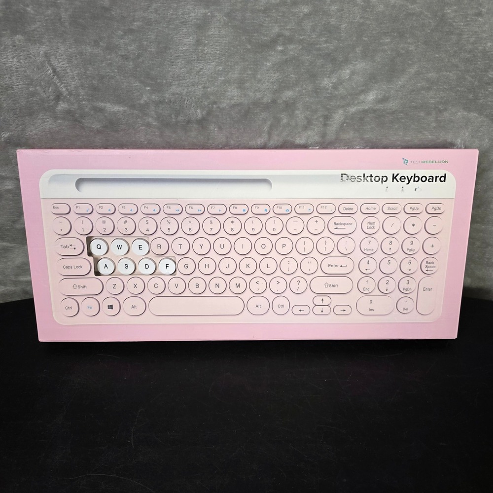 TechRebellion Wireless Desktop Keyboard Retro Round Key Student Tech Open Box - Picture 9 of 9